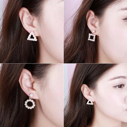 Simple Style Geometric Plating Alloy Artificial Gemstones Earrings