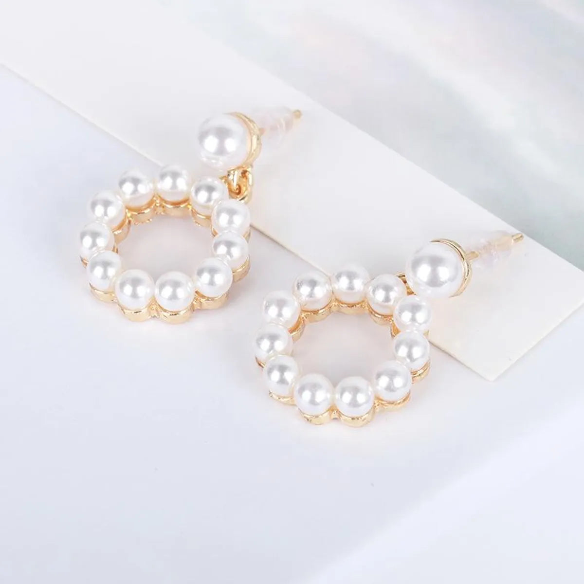 Simple Style Geometric Plating Alloy Artificial Gemstones Earrings