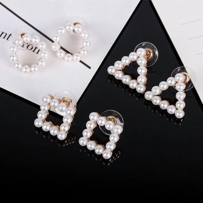 Simple Style Geometric Plating Alloy Artificial Gemstones Earrings