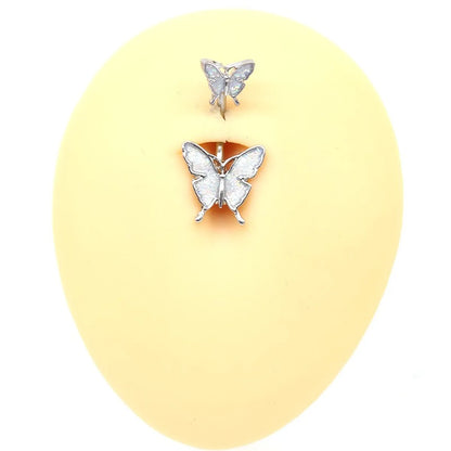 Tropical Heart Shape Floral Stainless Steel Copper Plating Inlay Zircon White Gold Plated Gold Plated Belly Ring