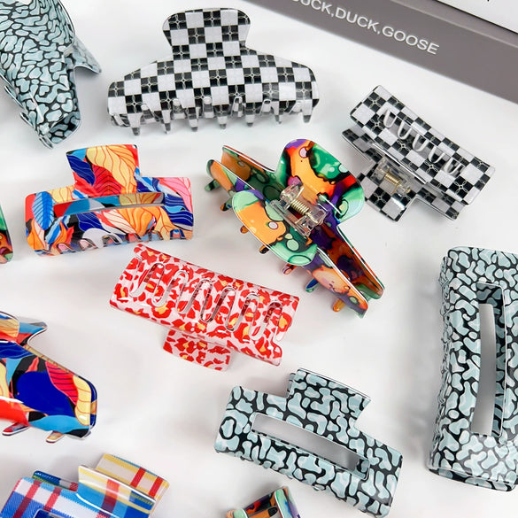 Tropical Hollow Floral Handmade Pvc Hair Grab Clip Women's Hair Accessories