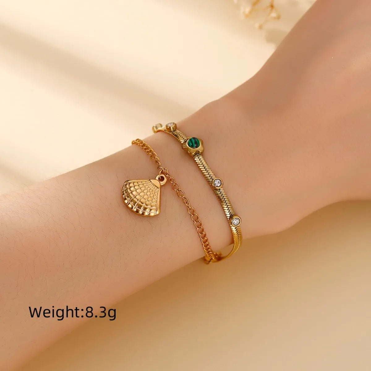 Tropical Modern Style Solid Color 304 Stainless Steel 18K Gold Plated Zircon Bracelets In Bulk