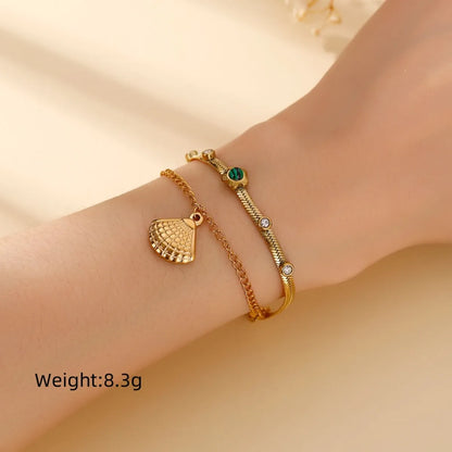 Tropical Modern Style Solid Color 304 Stainless Steel 18K Gold Plated Zircon Bracelets In Bulk