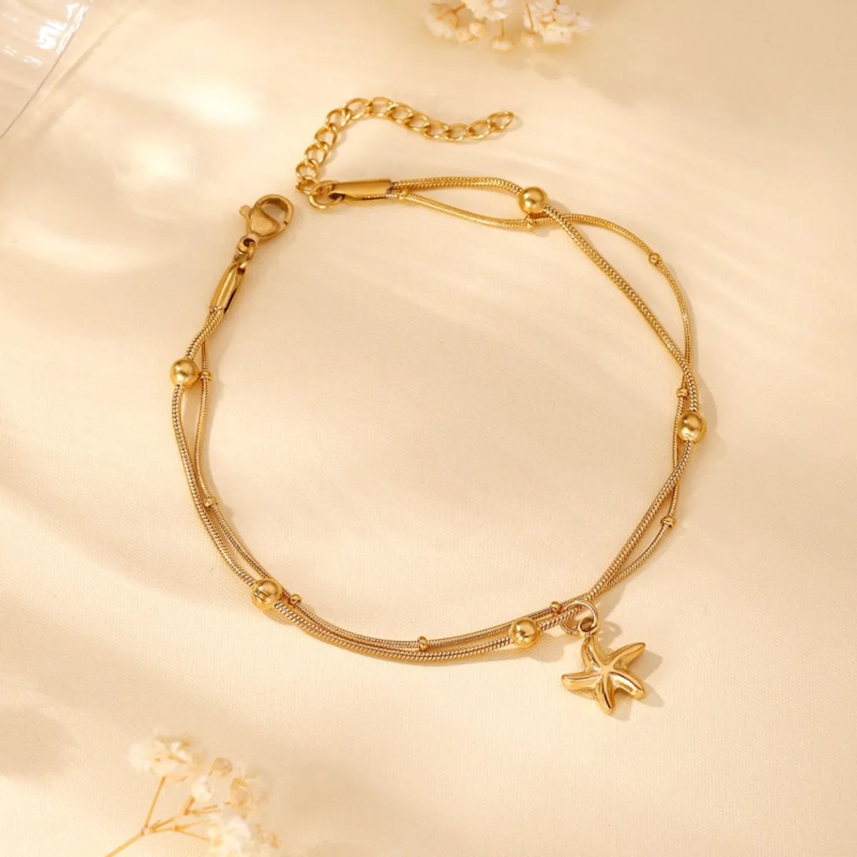 Tropical Modern Style Solid Color 304 Stainless Steel 18K Gold Plated Zircon Bracelets In Bulk