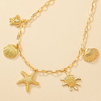 Tropical Starfish Conch Alloy Plating Women's Necklace