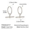 Tshaped Geometric Zircon Pendant Earrings Stainless Steel With Vacuum Pvd Gold Plating Women's French Retro Style
