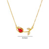 Tulip Flower Necklace Copper Mixed Gemstone Inlay Electroplating O Chain Women's Titanium Steel Accessories