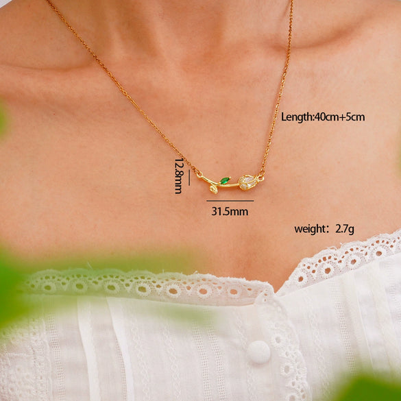 Tulip Flower Necklace Women's Light Luxury Style Copper Electroplating Accessories