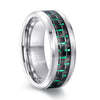 Tungsten Steel Carbon Fiber Inlay Geometric Ring With Electroplated Finish Unisex Fashion Jewelry
