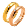 Tungsten Steel Couple Ring Inlaid Zircon Geometric Style Electroplated