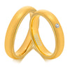 Tungsten Steel Couple Ring Inlaid Zircon Geometric Style Electroplated
