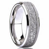 Tungsten Steel Couple Rings With White Gold Electroplating Sandblasted Finish And Silver Foil Inlay Minimalist Geometric Unisex Jewelry