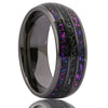Tungsten Steel Spherical Ring With Gunmetal Black Electroplated Inlay And Meteorite Center Minimalist Geometric Jewelry