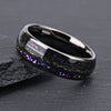 Tungsten Steel Spherical Ring With Gunmetal Black Electroplated Inlay And Meteorite Center Minimalist Geometric Jewelry