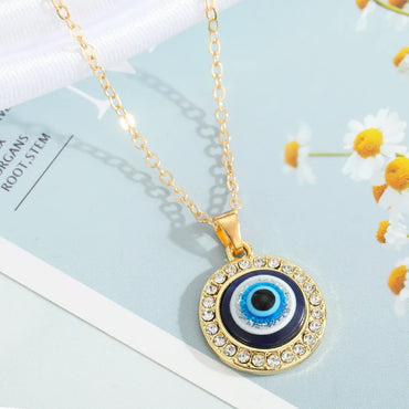 Turkey Blue Eye Pendant Alloy Diamond Necklace Wholesale Gooddiy