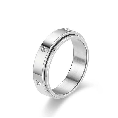 Turnable Titanium Steel Ring Female Decompression Ring European And American Jewelry