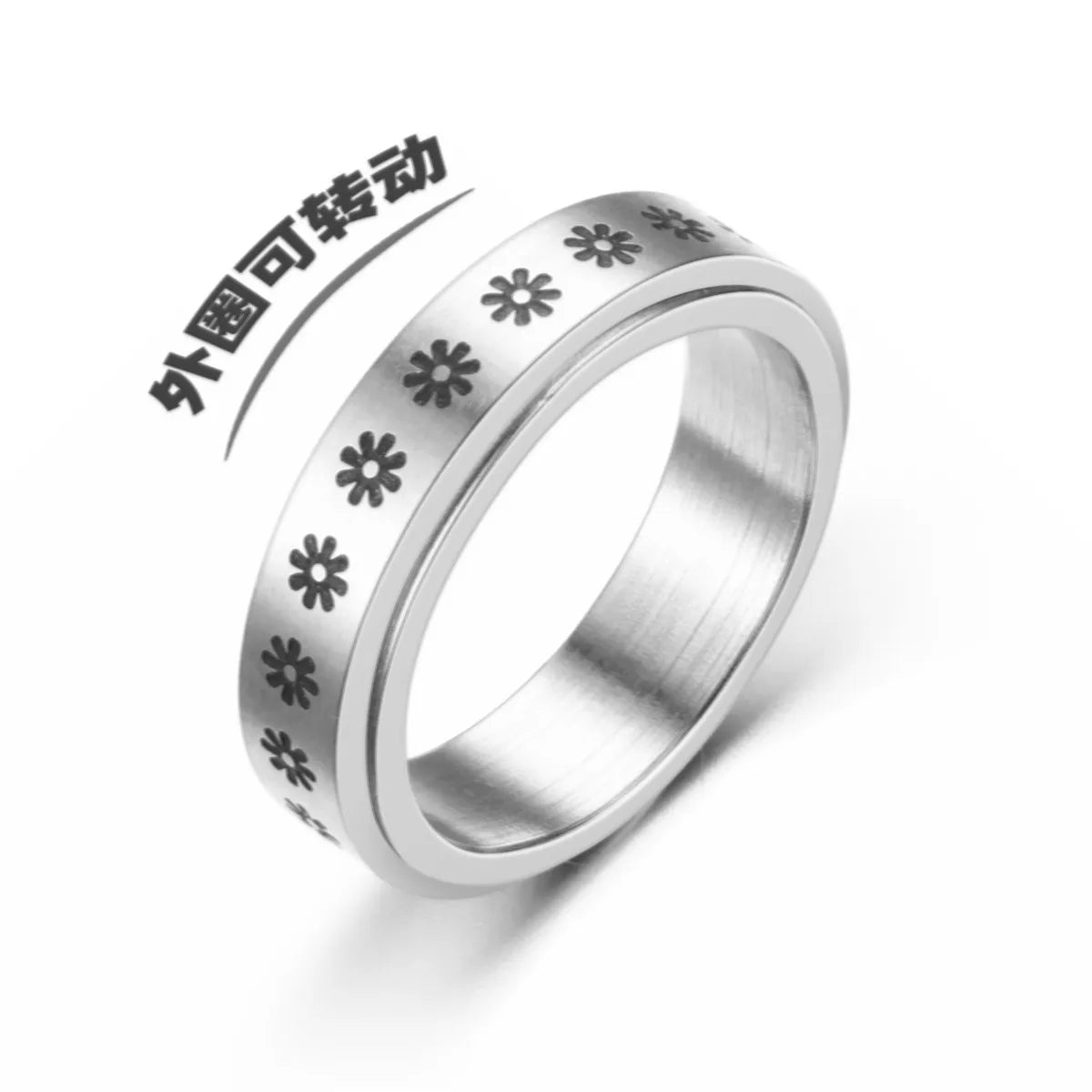 Turnable Titanium Steel Ring Female Decompression Ring European And American Jewelry