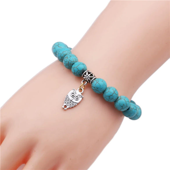 Turquoise Cross Bracelet With Cross Tree Pendant Electroplated Jewelry