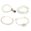 Turquoise Tassel Round Stone Fourpiece Tassel Bracelet Alloy Geometry Electroplated
