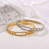 Twist Texture Rectangular Hollow Wide Women's Bracelet In Stainless Steel With 18K Gold Vacuum Plated Geometric Style