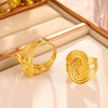 Twisted Stripe Winding Ring Titanium Steel Jewelry 18K Gold Plated Geometric Design For Women