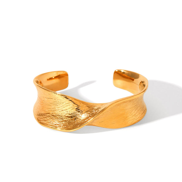 Twisted Wide Stainless Steel Bracelet Niche Design Casting And Electroplating Process