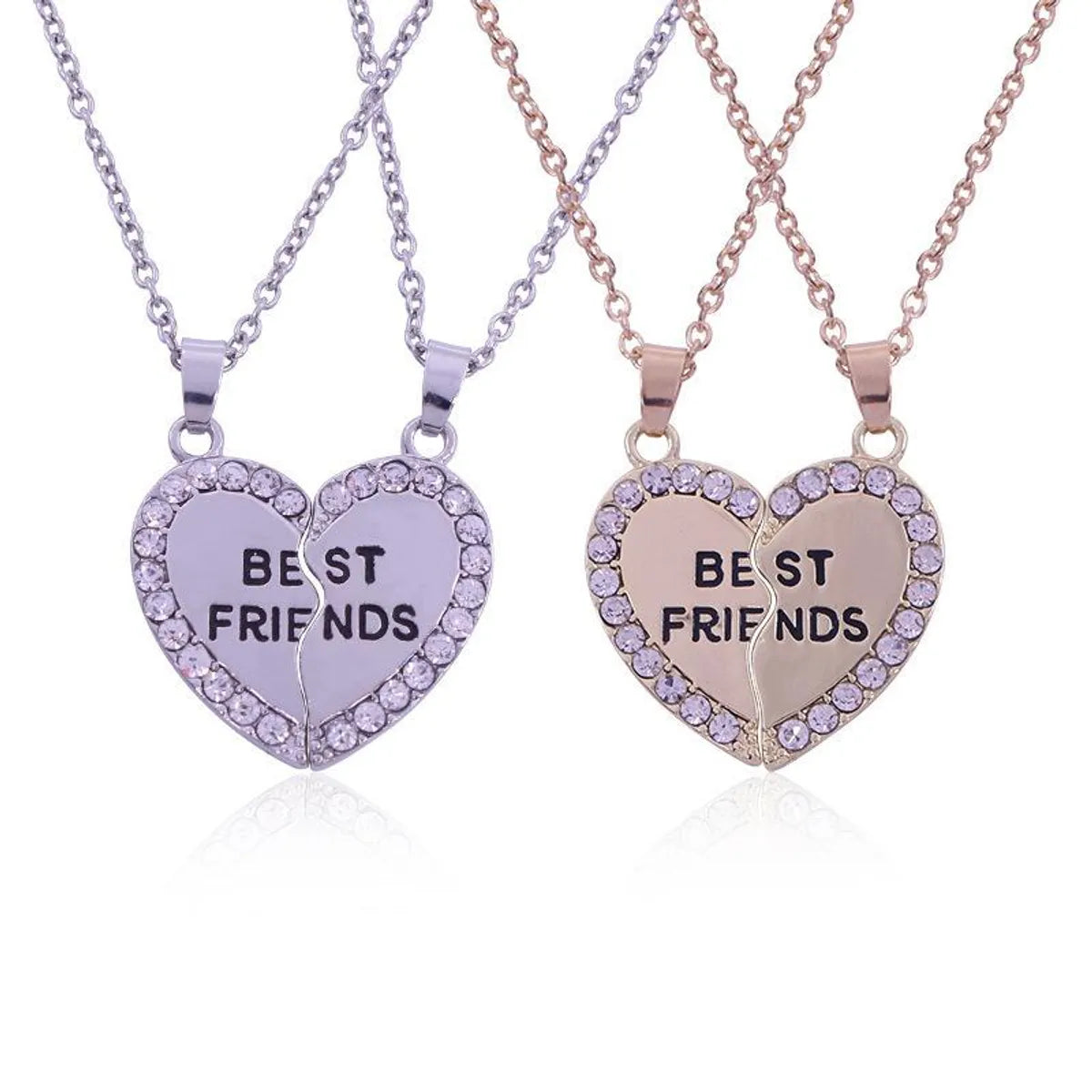 Fashion Heart Alloy Diamond Women's Necklace