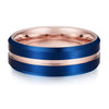 Twotone Rose Gold And Blue Electroplated Tungsten Steel Ring With Sand Finish Geometric Unisex Casual Jewelry