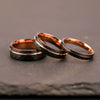Twotone Tungsten Steel Couple Ring With Rose Gold And Black Diamondshaped Sand Texture Casual Unisex Jewelry