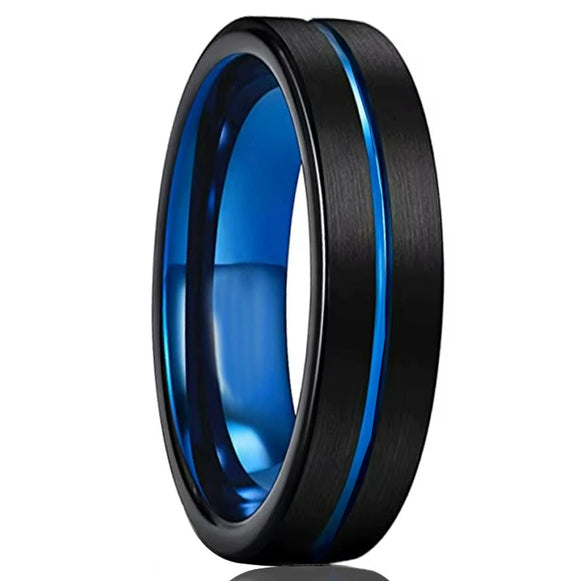 Twotone Tungsten Steel Ring With Brushed Finish Geometric Casual Style Unisex Wedding Band