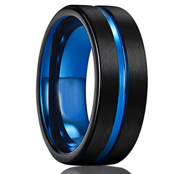 Twotone Tungsten Steel Ring With Brushed Finish Geometric Casual Style Unisex Wedding Band