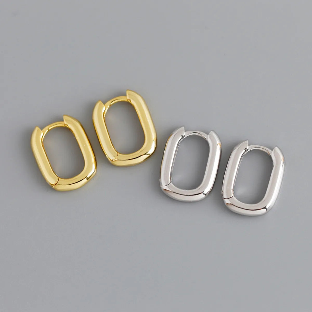 1 Pair U Shape Plating Sterling Silver Earrings