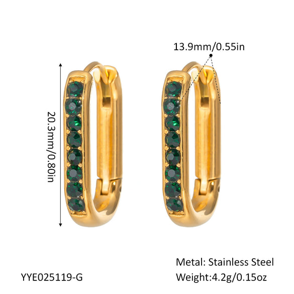 U Shaped Diamond Earrings In Stainless Steel With Pvd Furnace Vacuum Real Gold Plating For Women Fashion Ol Style
