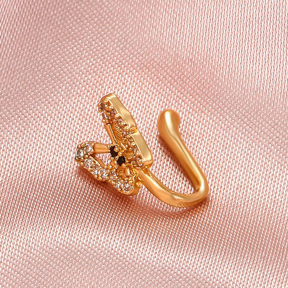 U-shaped Diamond-studded Butterfly Copper Nose Clip Wholesale Gooddiy