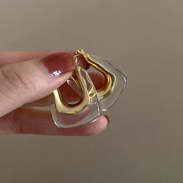 U Shaped Letter Resin Plastic Women's Earrings Simple Elegant Mori Fashion Fairy Distinctive Trendy Ear Buckle