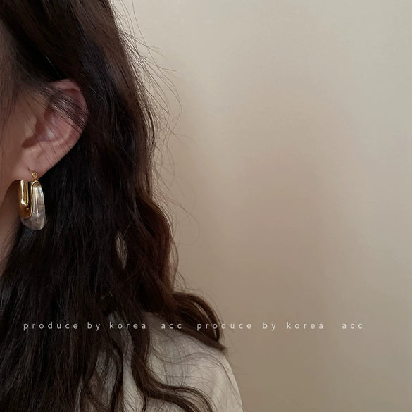 U Shaped Letter Resin Plastic Women's Earrings Simple Elegant Mori Fashion Fairy Distinctive Trendy Ear Buckle