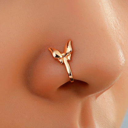 U-shaped Rabbit Spider Butterfly Copper Inlaid Zircon Nose Ring Piercing-free Jewelry