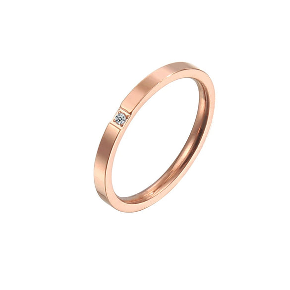 Ultrafine Onepiece Single Diamond Couple Ring In Rose Gold Microset Women's Titanium Steel Ring With Star Pattern And Electroplating
