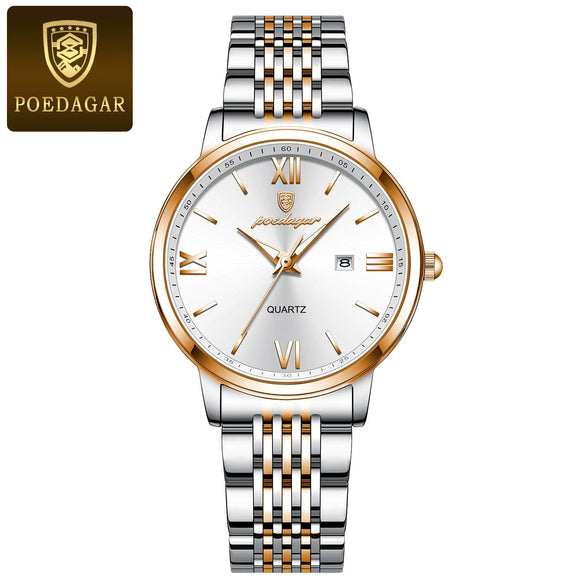 Ultrathin Luminous Women's Watch Alloy Case Stainless Steel Strap Round Dial