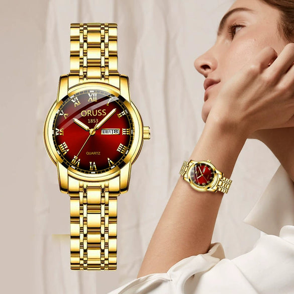 Ultrathin Waterproof Quartz Ladies Watch Alloy Tungsten Steel Stainless Steel Round Dial