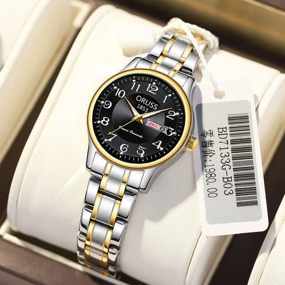Ultrathin Waterproof Women's Quartz Watch Alloy Tungsten Steel Round Dial