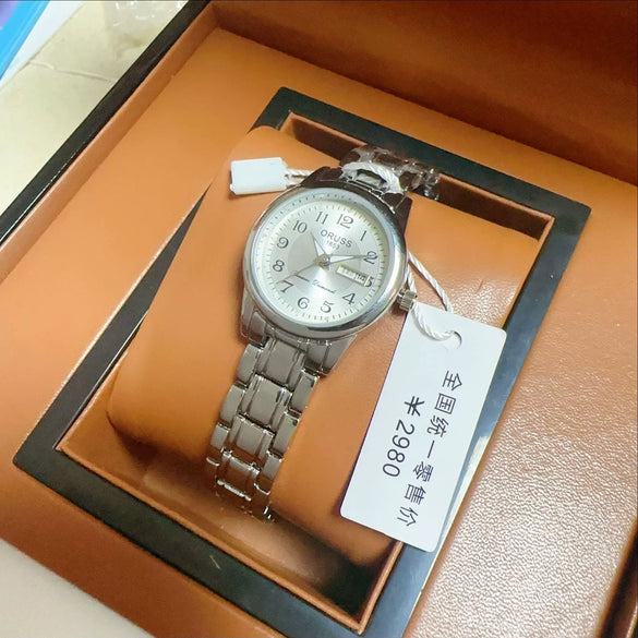 Ultrathin Waterproof Women's Quartz Watch Alloy Tungsten Steel Round Dial