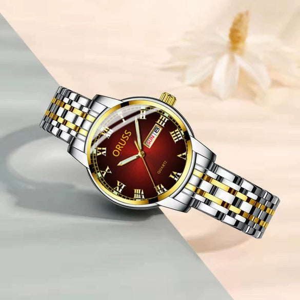 Ultrathin Waterproof Women's Quartz Watch Alloy Tungsten Steel Round Dial