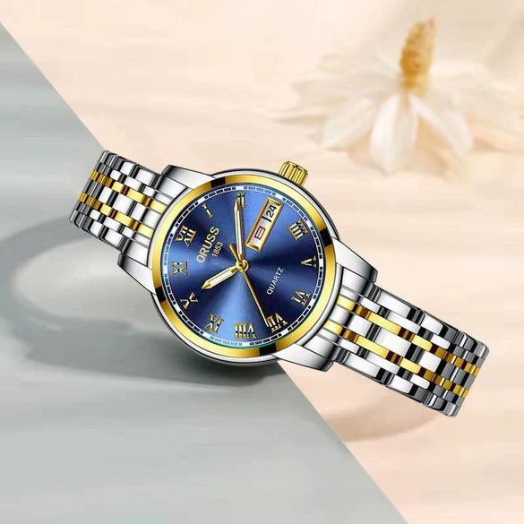Ultrathin Waterproof Women's Quartz Watch Alloy Tungsten Steel Round Dial