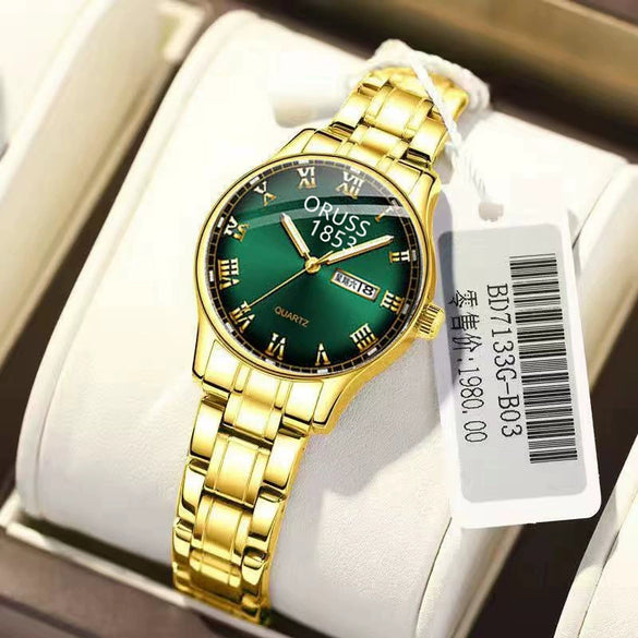 Ultrathin Waterproof Women's Quartz Watch Alloy Tungsten Steel Round Dial