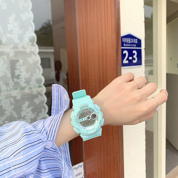 Unicorn Electronic Watch Plastic Case Silicone Strap Sports Style For Men And Women