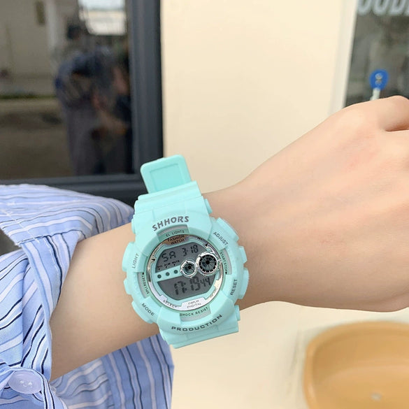 Unicorn Electronic Watch Plastic Case Silicone Strap Sports Style For Men And Women