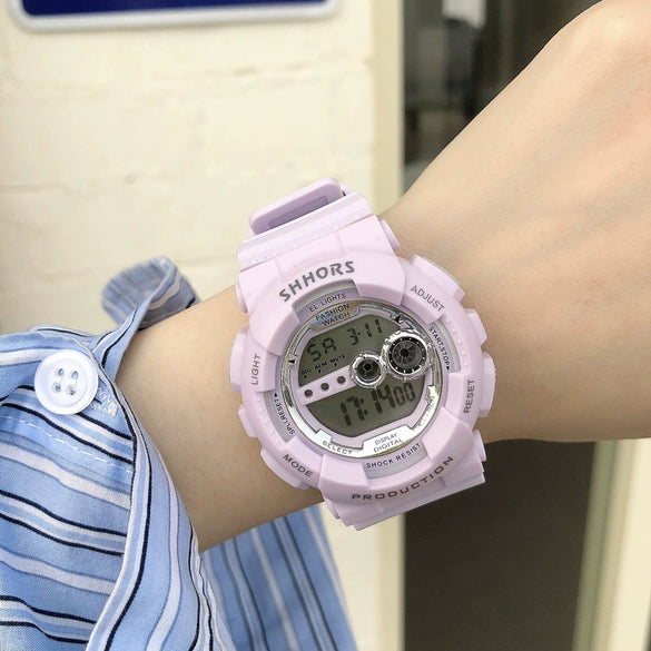 Unicorn Electronic Watch Plastic Case Silicone Strap Sports Style For Men And Women