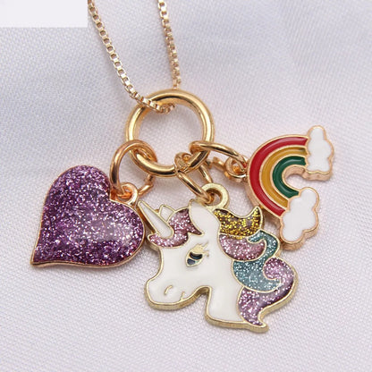 Rainbow Chain Dripping Pendant Box Chain Children Necklace Jewelry