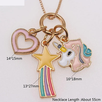 Rainbow Chain Dripping Pendant Box Chain Children Necklace Jewelry